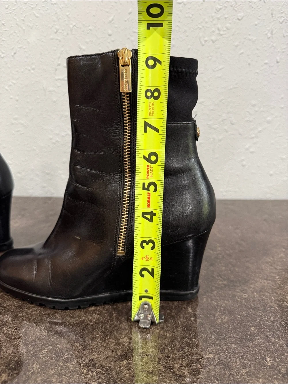 Michael‎ Kors Aileen Wedge Ankle Boots Black Leather Women’s Size 7